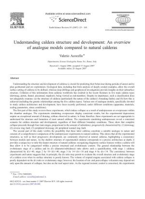 An Overview of Analogue Models Compared to Natural Calderas ⁎ Valerio Acocella