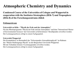 Atmospheric Chemistry and Dynamics
