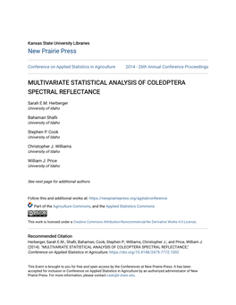 Multivariate Statistical Analysis of Coleoptera Spectral Reflectance