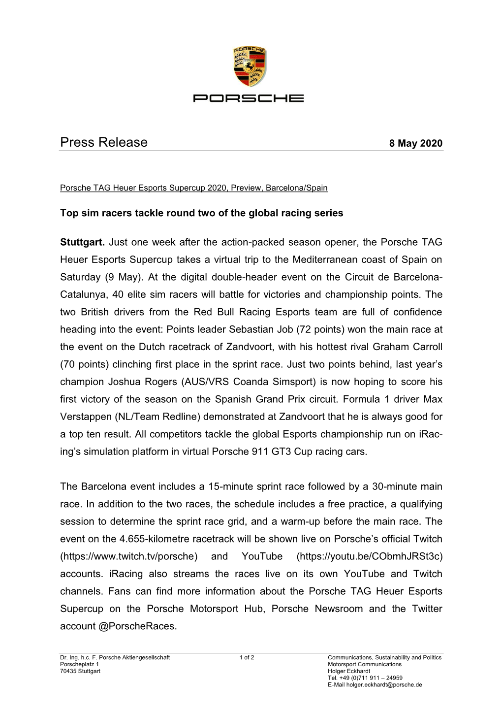 Press Release 8 May 2020