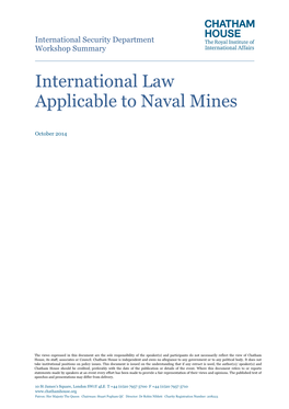 International Law Applicable to Naval Mines