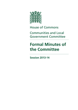 Formal Minutes of the Communities and Local Government Committee