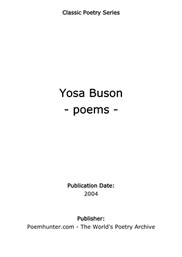 Yosa Buson - Poems