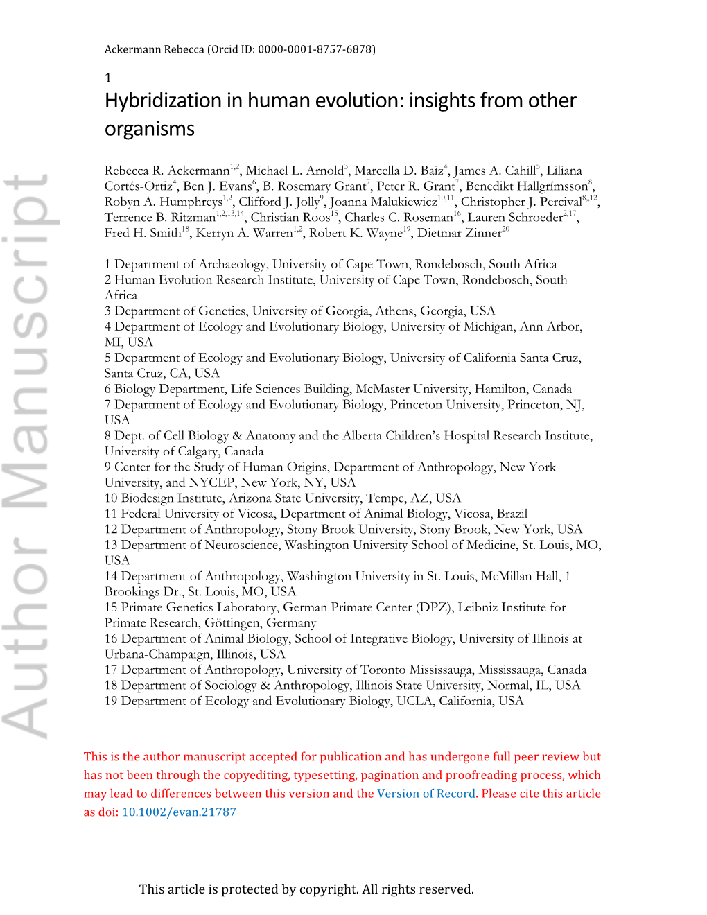 Hybridization in Human Evolution: Insights from Other Organisms