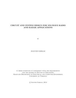 Circuit and System Design for Mm-Wave Radio and Radar Applications