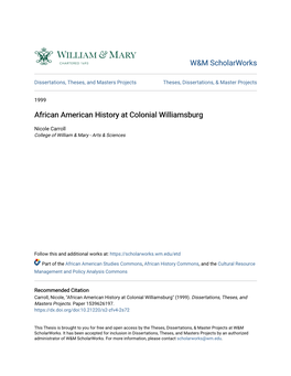 African American History at Colonial Williamsburg