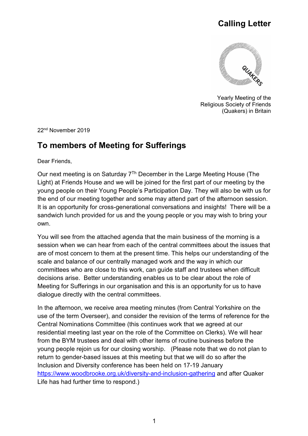 To Members of Meeting for Sufferings