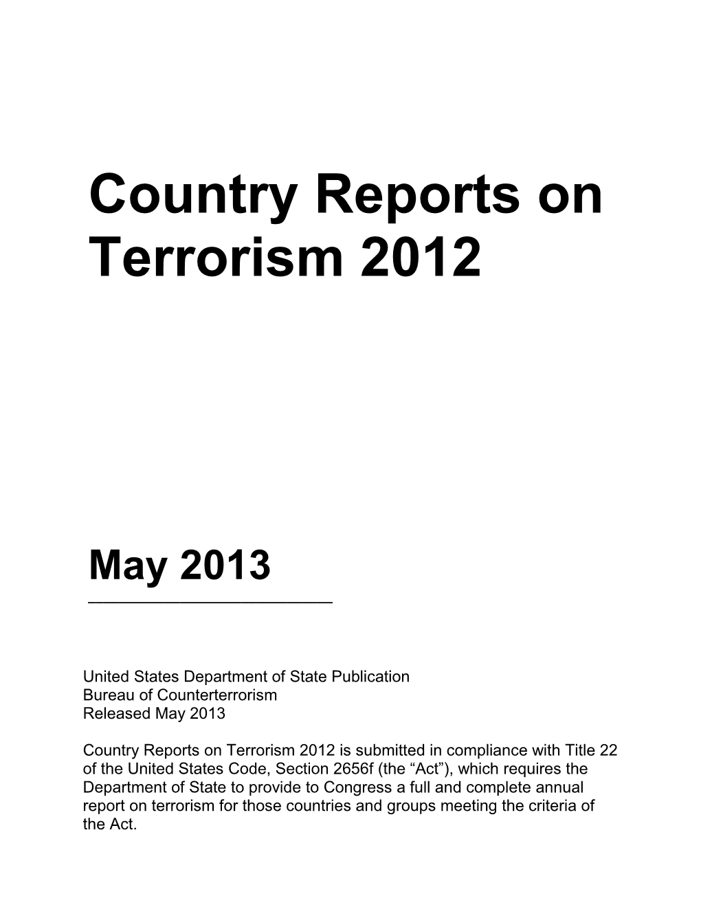 Country Reports on Terrorism 2012 (PDF)