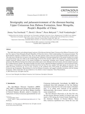 Stratigraphy and Palaeoenvironment of the Dinosaur-Bearing Upper Cretaceous Iren Dabasu Formation, Inner Mongolia, People’S Republic of China