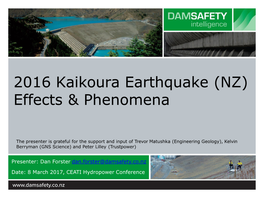 2016 Kaikoura Earthquake (NZ) Effects & Phenomena