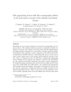 Fish Aggregating Devices Drift Like Oceanographic Drifters in the Near-Surface Currents of the Atlantic and Indian Oceans