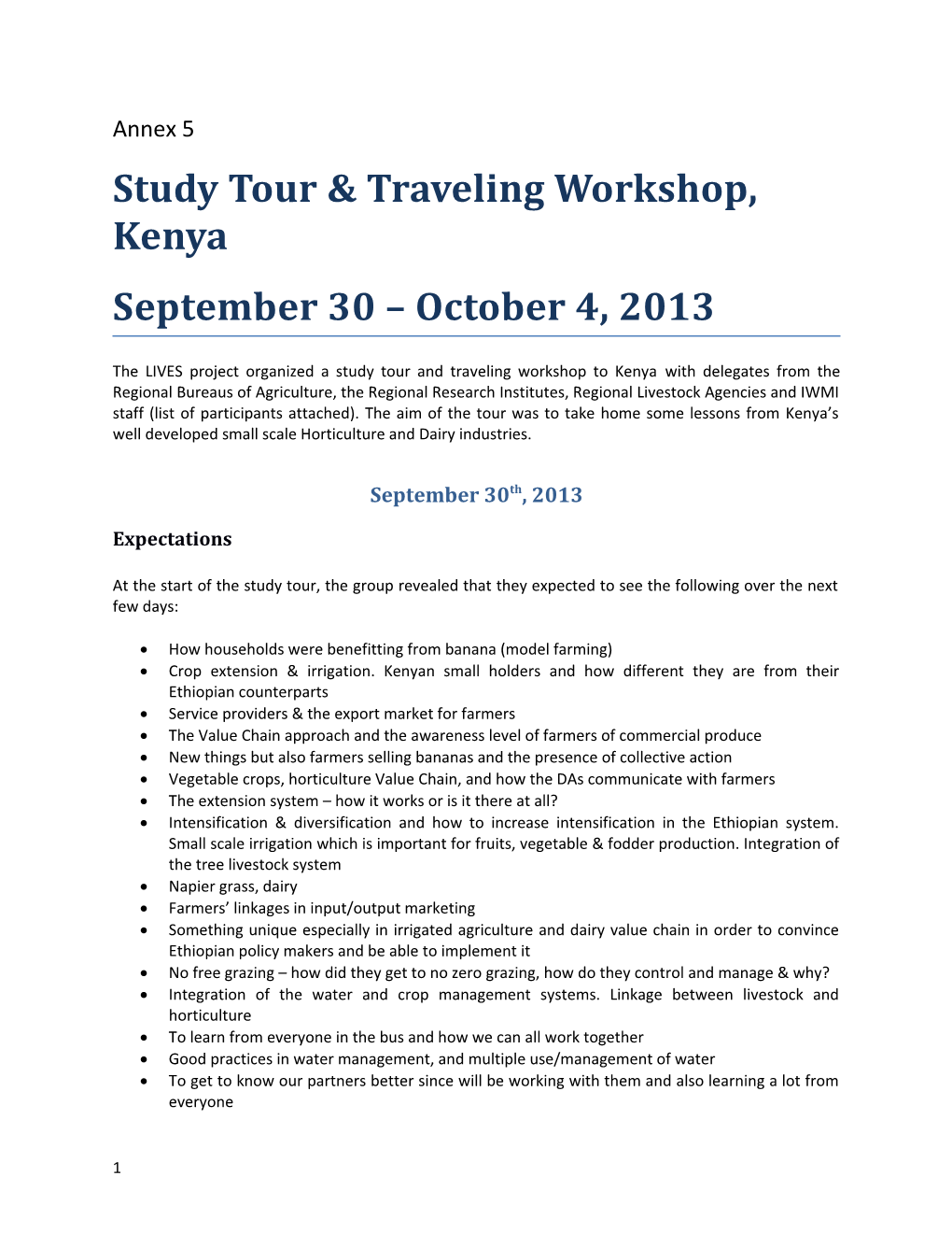 Study Tour & Traveling Workshop, Kenya