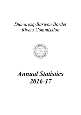 Dumaresq-Barwon Border Rivers Commission 2016-17 Annual Statistics