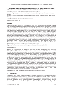 Occurrence of Horse Nettle (Solanum Carolinense L.) in North Rhine