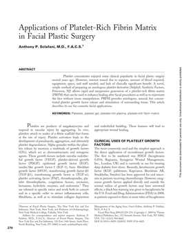 Applications of Platelet-Rich Fibrin Matrix in Facial Plastic Surgery