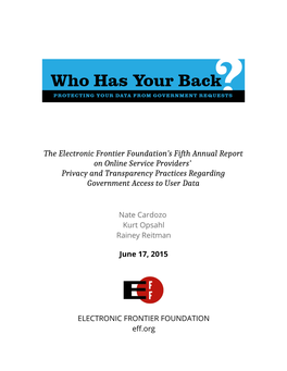 The Electronic Frontier Foundation's Fifth Annual Report on Online