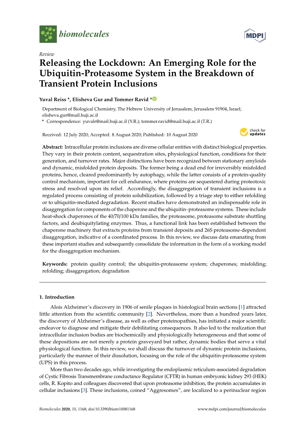 An Emerging Role for the Ubiquitin-Proteasome System in the Breakdown of Transient Protein Inclusions