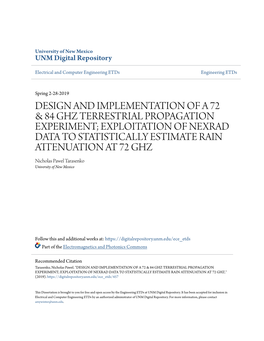 Design and Implementation of a 72 & 84 Ghz Terrestrial Propagation