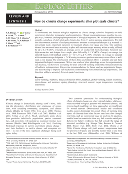 How Do Climate Change Experiments Alter Plot&#X2010