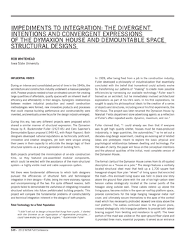 Impediments to Integration: the Divergent Intentions and Convergent Expressions of the Dymaxion House and Demountable Space Structural Designs