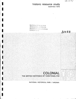 Historic Resource Study September 1976 I I I