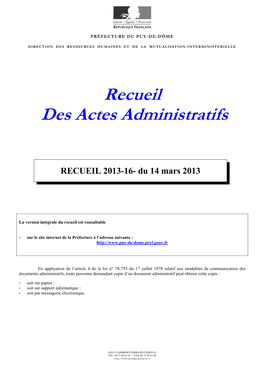 RECUEIL 2013-16- Du 14 Mars 2013