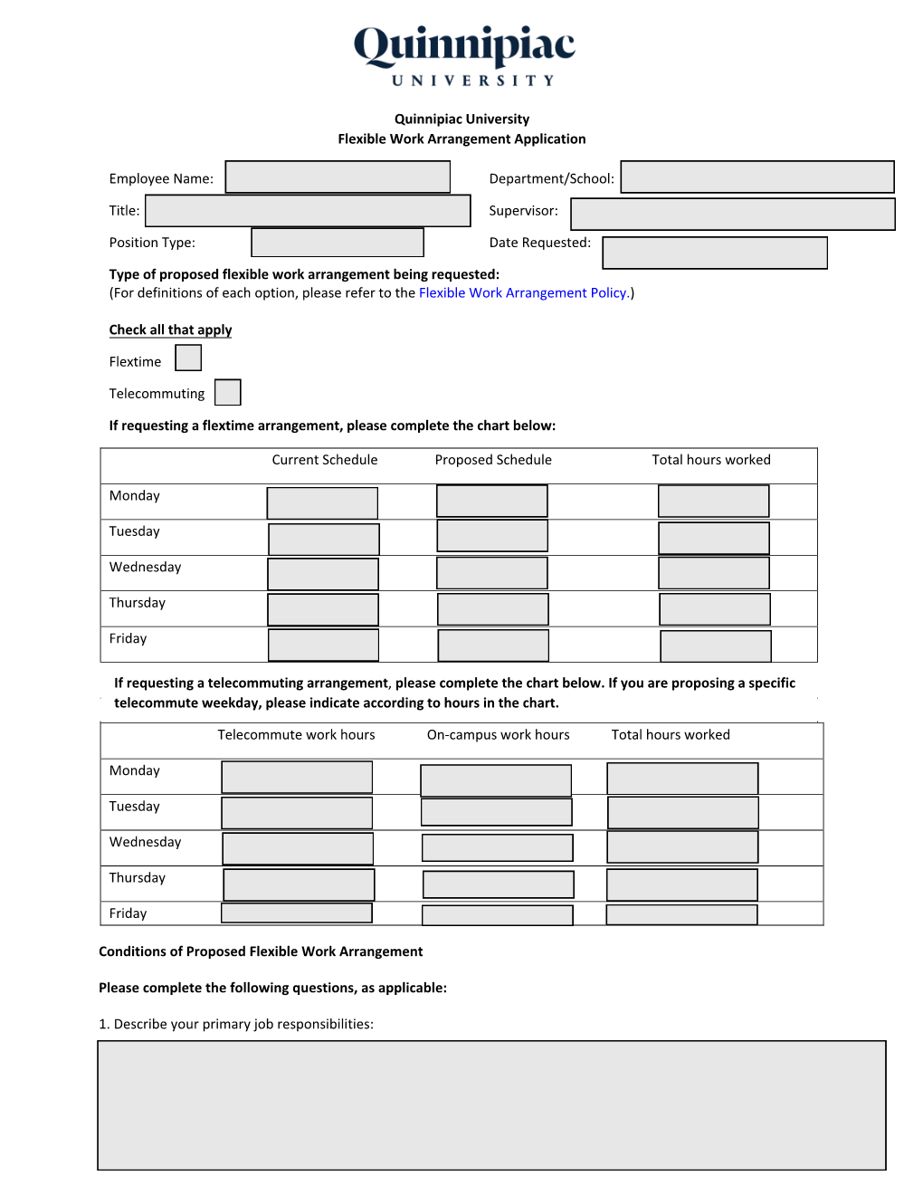 Flexible Work Arrangement Application