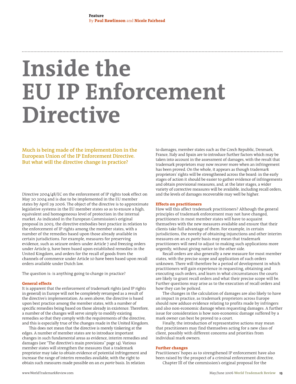 Inside the EU IP Enforcement Directive