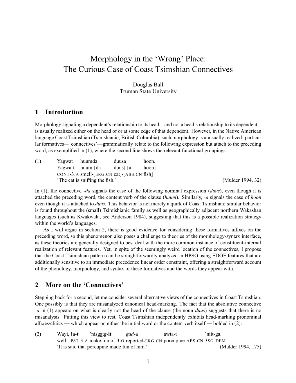 The Curious Case of Coast Tsimshian Connectives