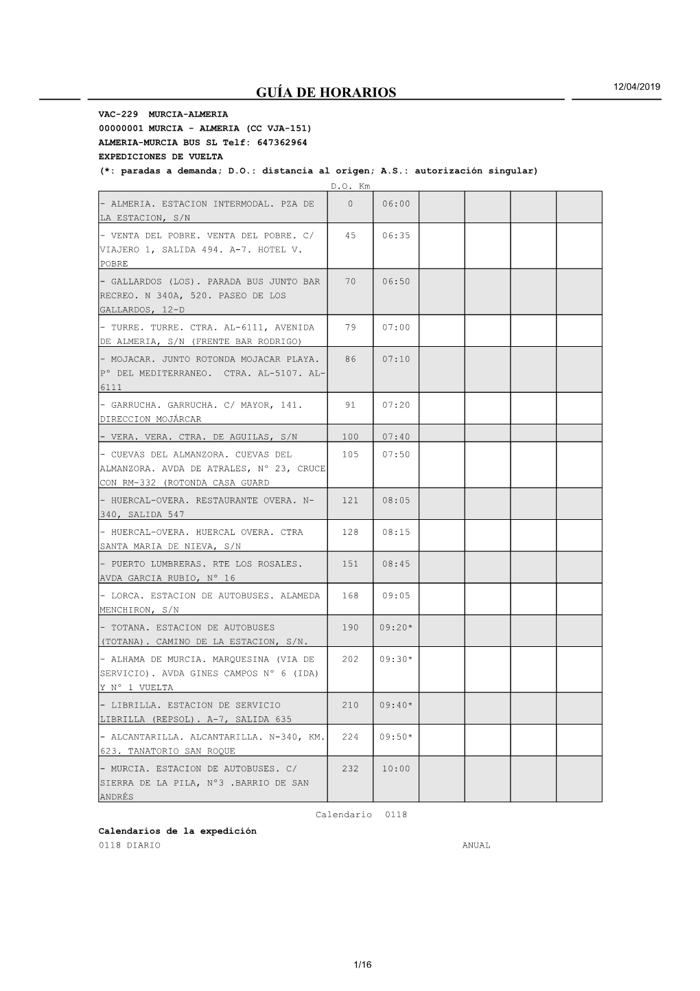 Guía De Horarios