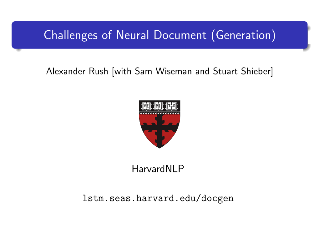 Challenges of Neural Document (Generation)