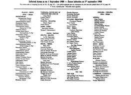 Infected Areas As on 1 September 1988 — Zones Infectées Au 1Er Septembre 1988 for Criteria Used in Compiling This List, See No