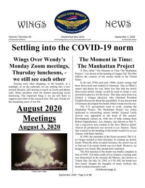 Zoom Meetings, the Manhattan Project a Film, Titled “The Moment in Time the Manhattan Thursday Luncheons, - Project,” Was Shown at the Meeting of August 3Rd