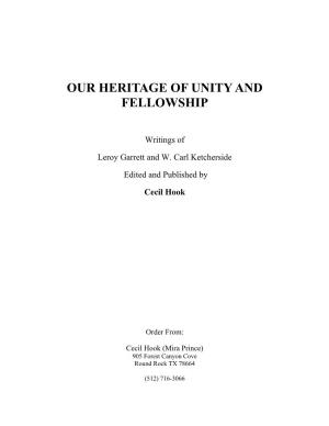 Our Heritage of Unity and Fellowship