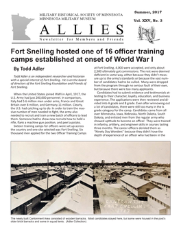 Fort Snelling Hosted One of 16 Officer Training Camps Established at Onset