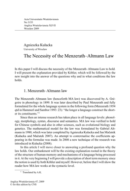 The Necessity of the Menzerath–Altmann Law