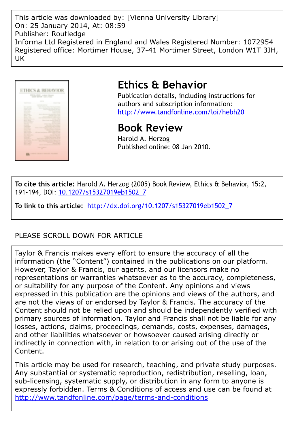 Ethics & Behavior Book Review