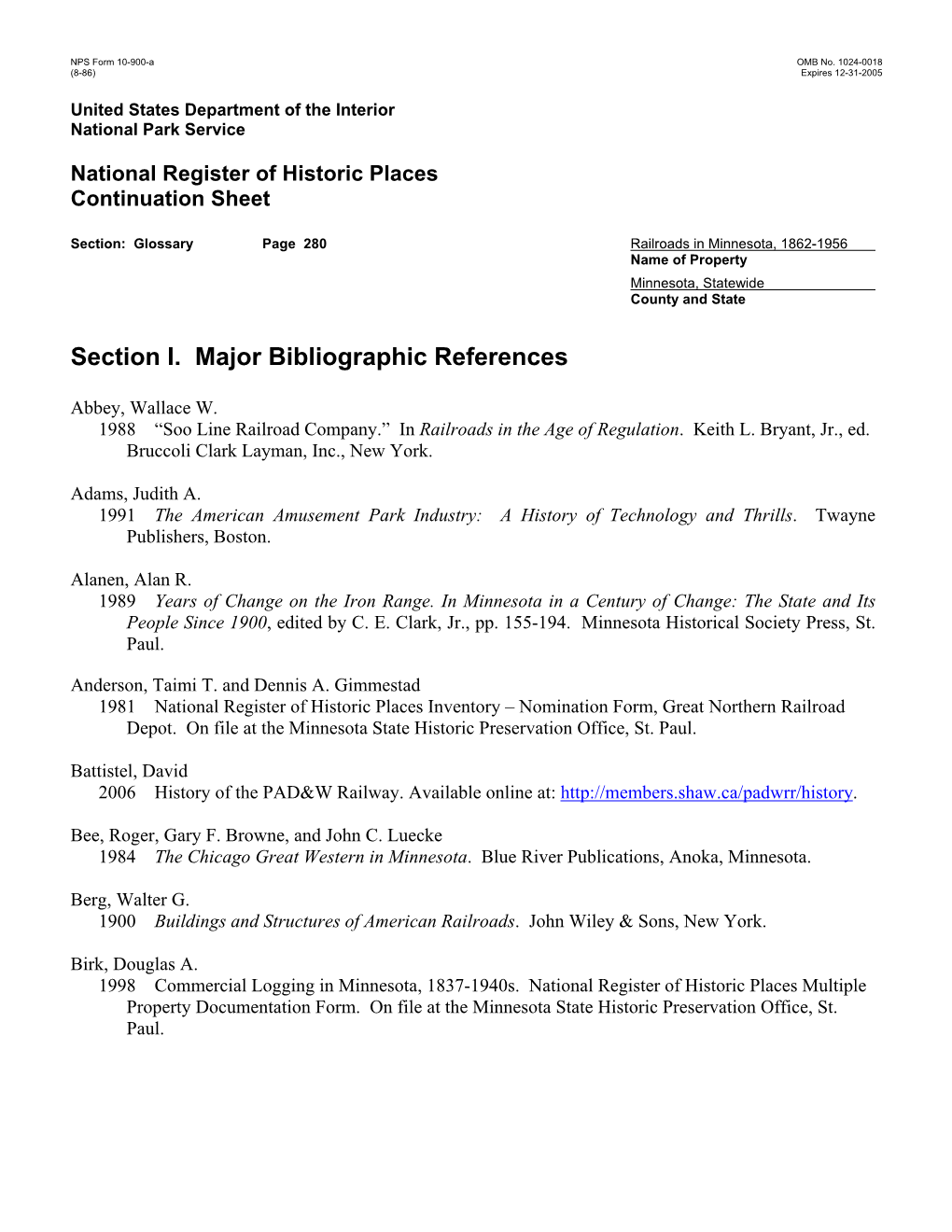 Minnesota Statewide Historic Railroads Study Final MPDF