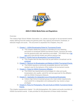 1 2020-21 IHSAA Media Rules and Regulations Overview