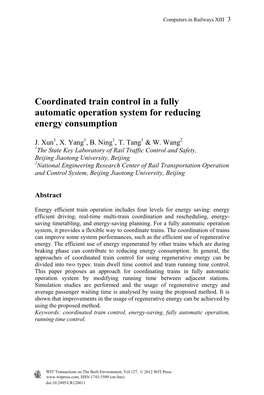 Coordinated Train Control in a Fully Automatic Operation System for Reducing Energy Consumption
