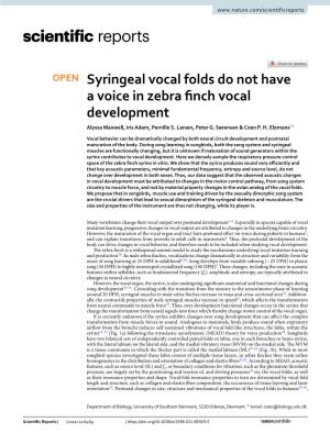 Syringeal Vocal Folds Do Not Have a Voice in Zebra Finch Vocal