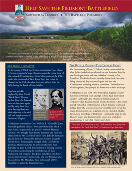 Help Save the Piedmont Battlefield “Suffered As Terribly” ● the Battle of Piedmont