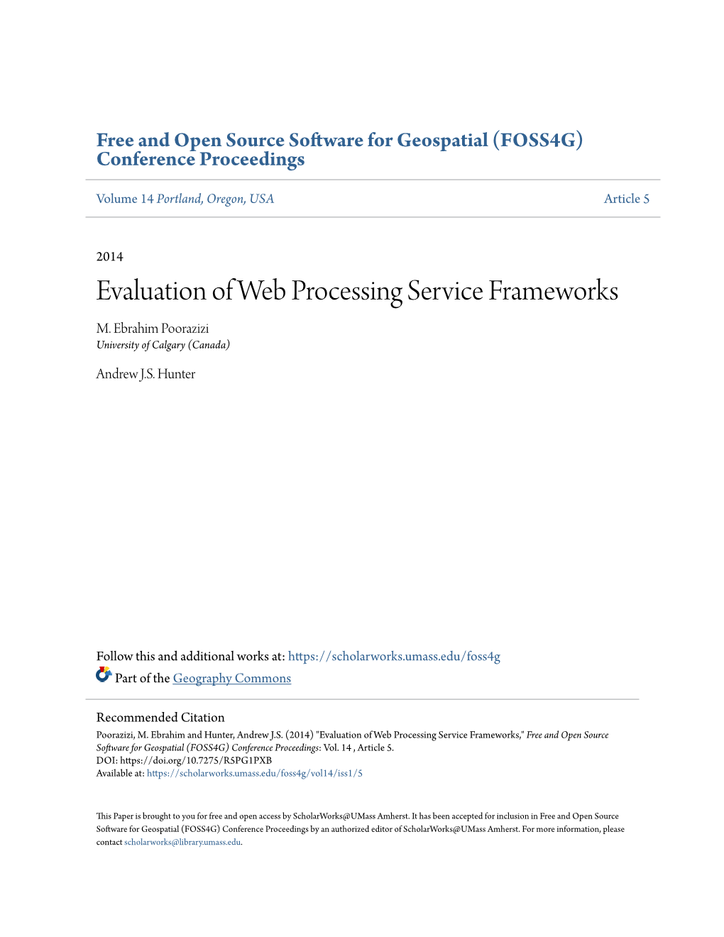 Evaluation Ofweb Processing Service Frameworks