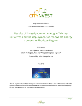 Results of Investigation on Energy Efficiency Initiatives and the Deployment of Renewable Energy Sources in Rhodope Region