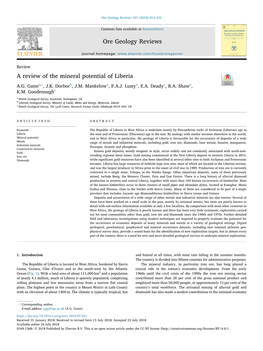 A Review of the Mineral Potential of Liberia T ⁎ A.G