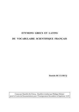 Etymons Grecs Et Latins Du Vocabulaire Scientifique Français