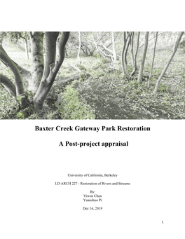 Baxter Creek Gateway Park Restoration a Post-Project Appraisal