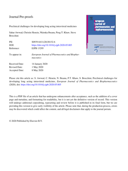 Preclinical Challenges for Developing Long Acting Intravitreal Medicines