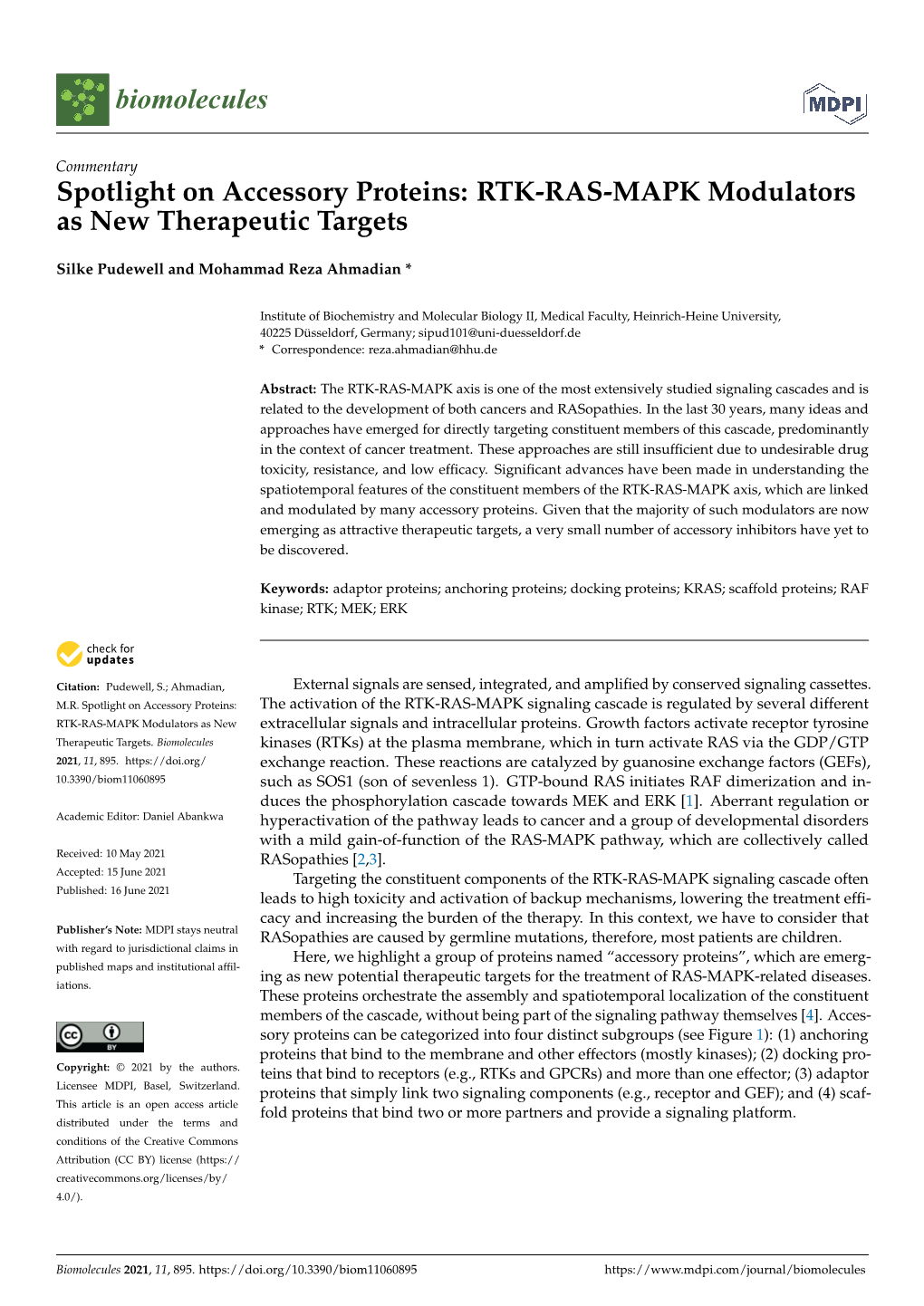 RTK-RAS-MAPK Modulators As New Therapeutic Targets