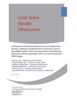 Lunar Space Elevator Infrastructure